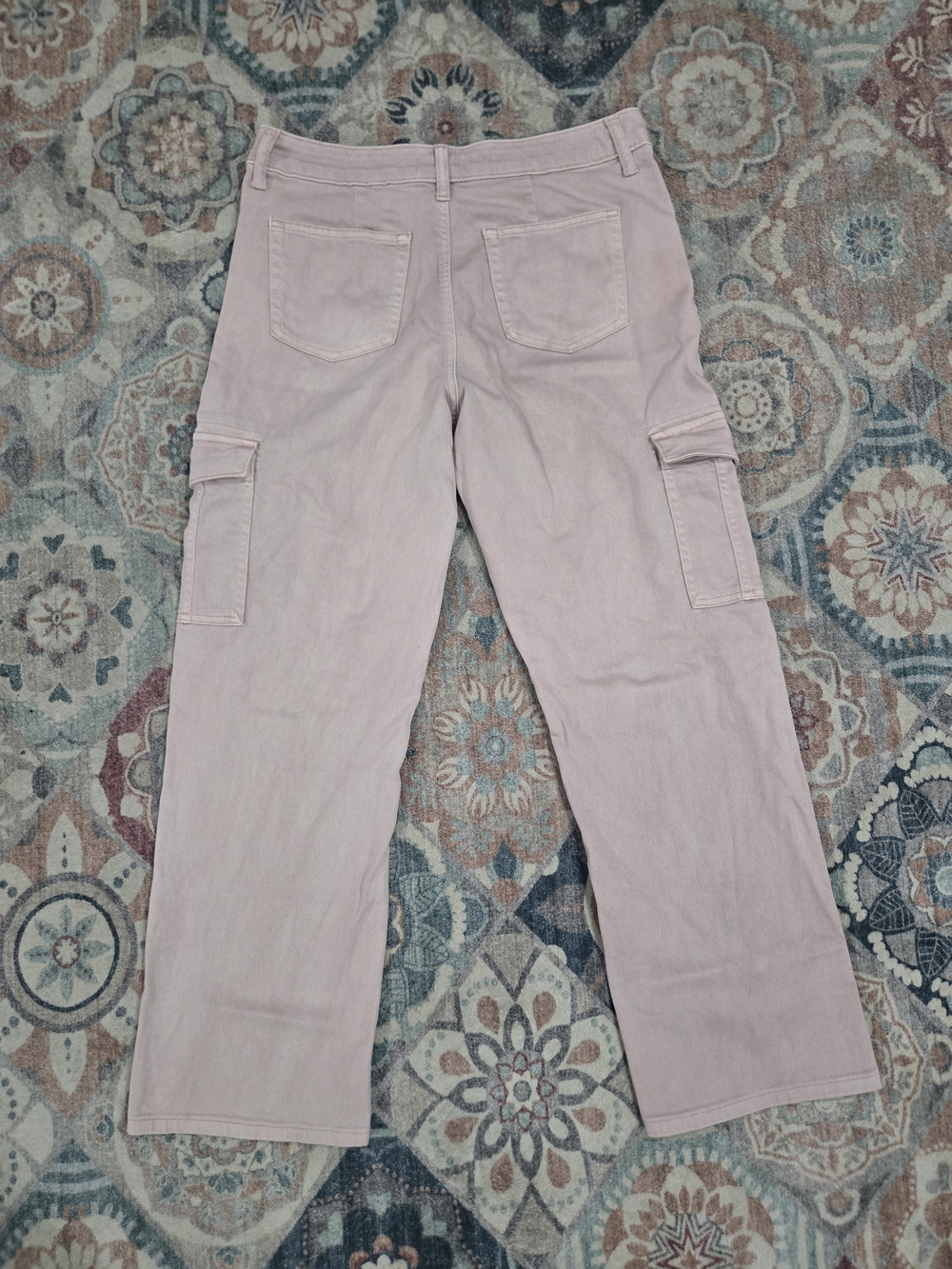 Dusty Pink Mid Rise Relaxed Boyfriend Straight Cargo Jeans 12 - Picture 2 of 6